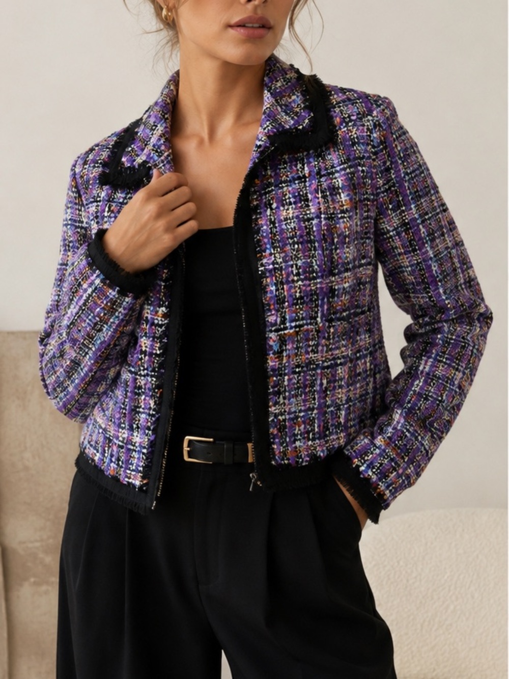 Vintage Lea Rome Tweed Wool Cropped Jacket